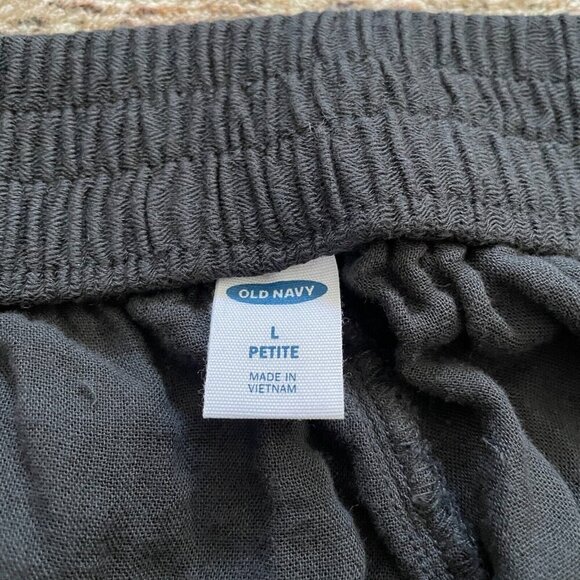 Old Navy NWT Safari Pant Womens Sz L Petite Panther Black Drawstring Beach Comfy - Picture 7 of 14